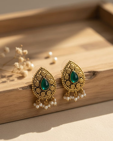 Emerald Drop Antique Earrings